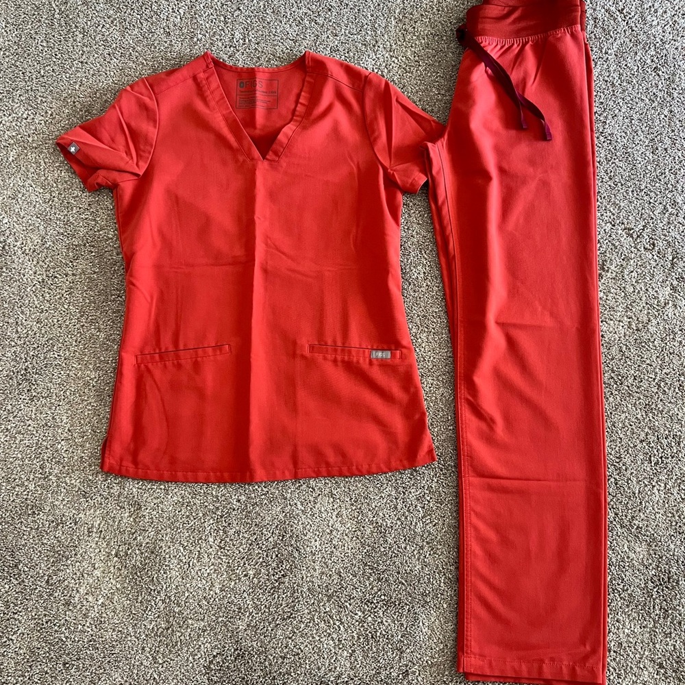 Red Women's FIGS Scrub Set